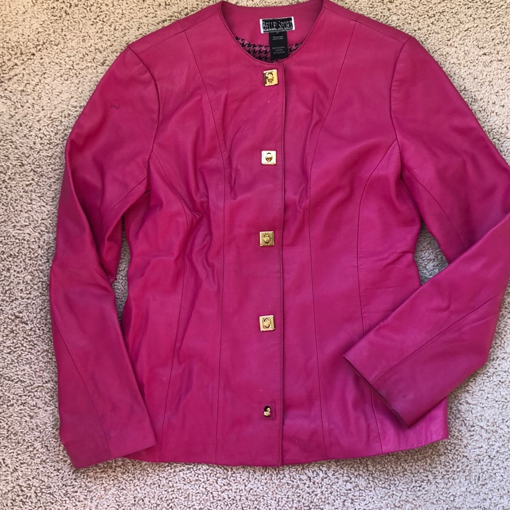 Belle Sport Hot Pink Leather Blazer